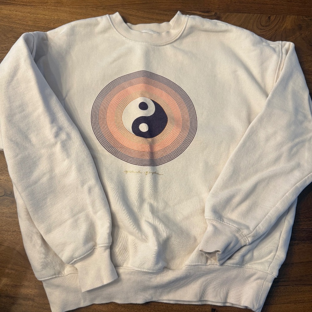 Spiritual Gangster Yin-Yang Cream Sweatshirt Size Small